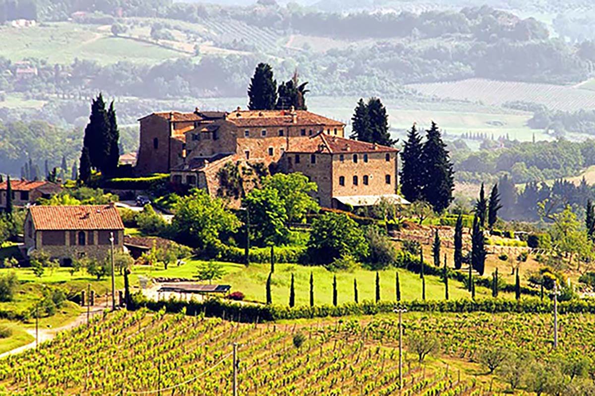 Italian winery in rolling countryside