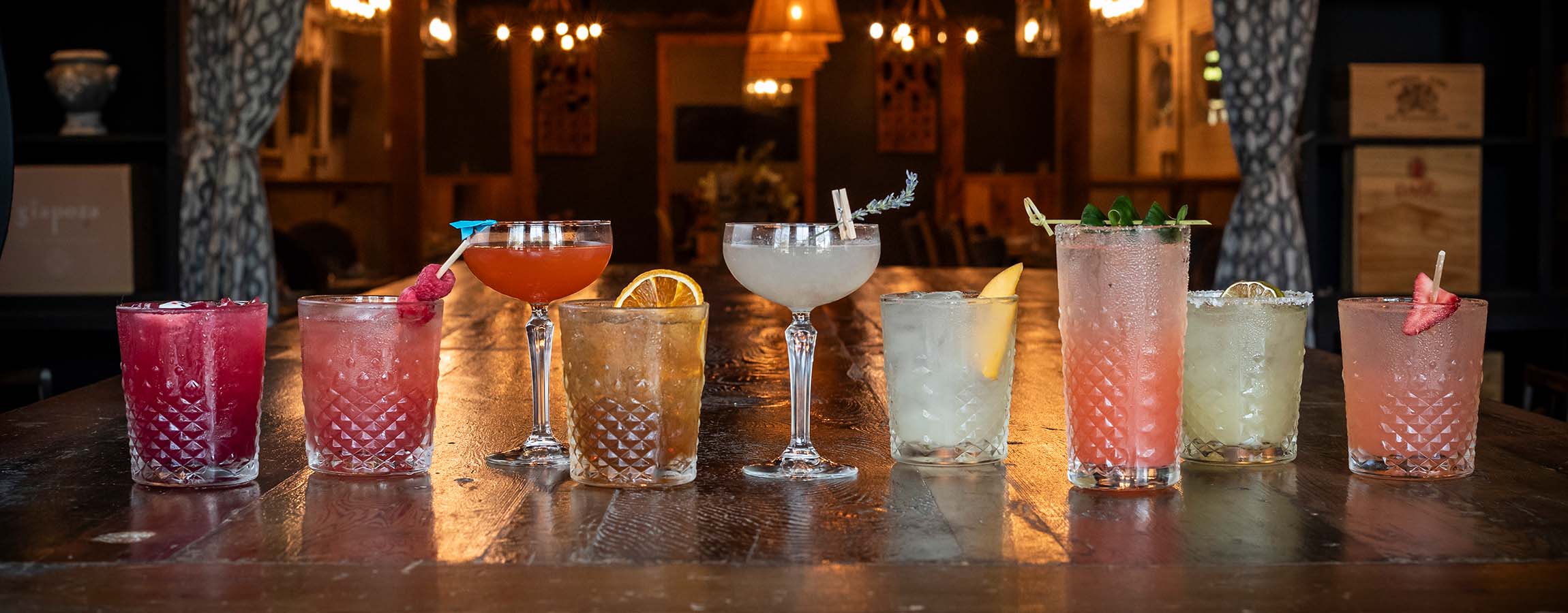 Line-up of cocktails created at Napa Kitchen & Bar